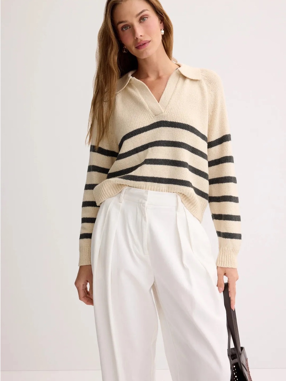 Marine Later Claire Relaxed Polo Sweater